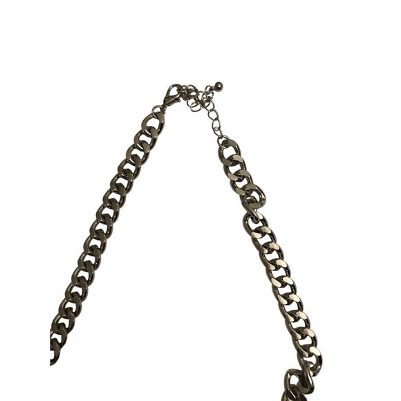 Womens Silver Statement Necklace With Layered Geometric Design - Picture 6 of 6